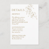 Bruiloft details botanisch goud eenvoudig elegant informatiekaartje (Voorkant)
