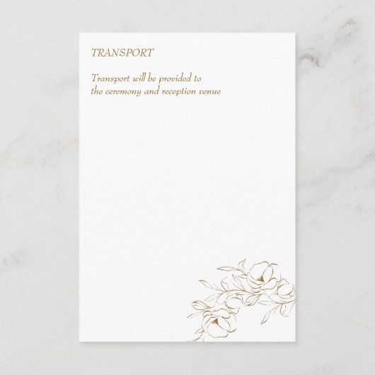 Bruiloft details botanisch goud eenvoudig elegant informatiekaartje (Achterkant)