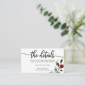 Bruiloft Details Bourgondië Floral Informatiekaartje (Staand voorkant)
