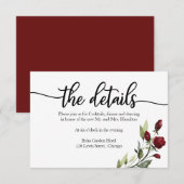 Bruiloft Details Bourgondië Floral RSVP-kaart RSVP Kaartje (Voorkant / Achterkant)