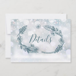 Bruiloft Details Card met Landelijke Winter Bloeme Kaart