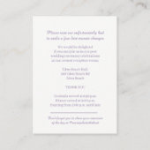 Bruiloft details eenvoudige paarse bloemen informatiekaartje (Achterkant)