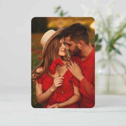 Bruiloft details | Elegante RSVP met QR Code Foto Save The Date (Staand voorkant)