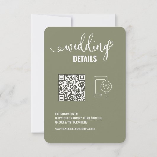 Bruiloft details | Elegante RSVP met QR Code Foto Save The Date (Achterkant)