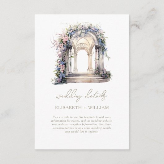 Bruiloft details Floral Arch Informatiekaartje (Voorkant)