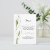 Bruiloft DETAILS Floral White Calla Peace Lily Informatiekaartje (Staand voorkant)