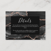 Bruiloft Details Formele Klassieke Zwarte Agaat Informatiekaartje (Voorkant)