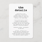 Bruiloft Details · Foto en Typewriter Typografie Informatiekaartje (Voorkant)