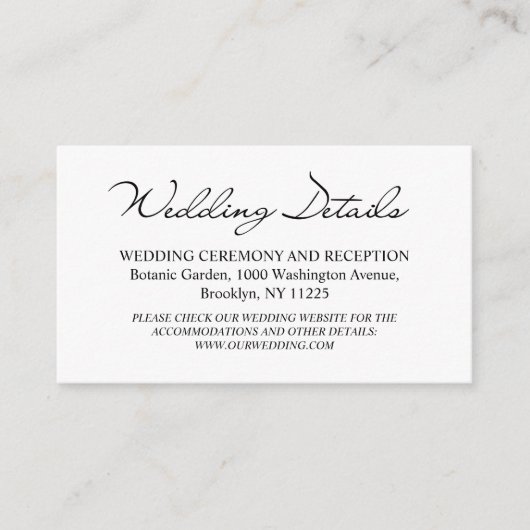 Bruiloft details foto modern chic handschrift informatiekaartje (Voorkant)