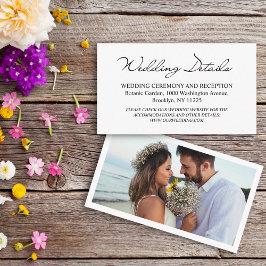 Bruiloft details foto modern chic handschrift informatiekaartje