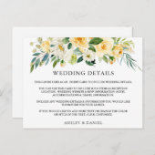 Bruiloft Details Geel Bloemen Inzetstuk Kaart (Voorkant / Achterkant)