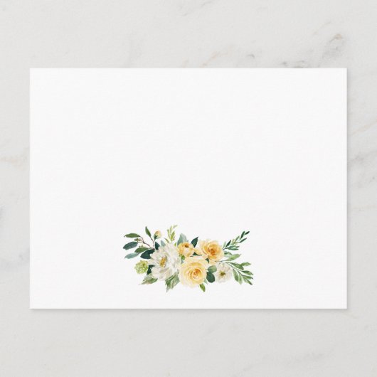 Bruiloft Details Geel Bloemen Inzetstuk Kaart (Achterkant)