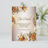 Bruiloft Details Gouden Sinaasappel Wit Bloem Eleg Informatiekaartje (Staand voorkant)