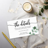 Bruiloft Details Groen Kalligrafie Informatiekaartje