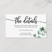 Bruiloft Details Groen Kalligrafie Informatiekaartje (Voorkant)