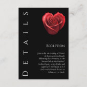 Bruiloft Details-hart vormige rode roos- Informatiekaartje (Voorkant)