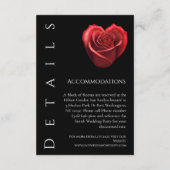 Bruiloft Details-hart vormige rode roos- Informatiekaartje (Achterkant)