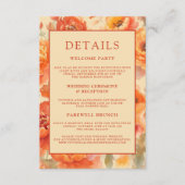 Bruiloft Details Herfst Verbrand Sinaasappel Bloem Informatiekaartje (Voorkant)