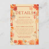 Bruiloft Details Herfst Verbrand Sinaasappel Bloem Informatiekaartje (Voorkant)