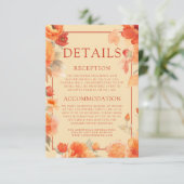 Bruiloft Details Herfst Verbrand Sinaasappel Bloem Informatiekaartje (Staand voorkant)