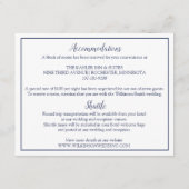 Bruiloft Details / Info Kaart Elegant Navy Blue (Achterkant)