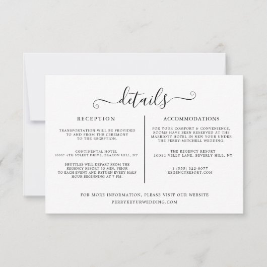 Bruiloft Details Informatie Sjabloon Kaart (Voorkant)