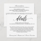 Bruiloft Details Kaart | Luxe kalligrafie (zwart) (Voorkant / Achterkant)