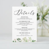 Bruiloft details kaart met groen (Staand voorkant)