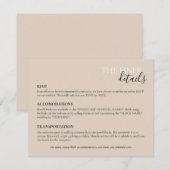 Bruiloft Details Kaart | RSVP, Hotel, Transport Notitiekaartje (Voorkant / Achterkant)