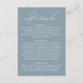 Bruiloft Details Kalligrafie Script Dusty Blue Informatiekaartje (Voorkant)