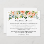 Bruiloft Details Koraal Bloemen Inzetstuk Kaart (Voorkant / Achterkant)