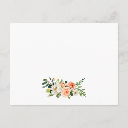 Bruiloft Details Koraal Bloemen Inzetstuk Kaart (Achterkant)