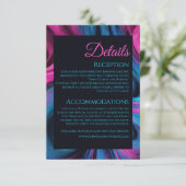 Bruiloft Details-Modern Abstract blauw en roze- Informatiekaartje (Staand voorkant)