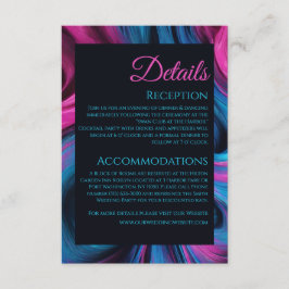 Bruiloft Details-Modern Abstract blauw en roze- Informatiekaartje