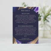 Bruiloft Details-Modern Abstract Blauw Paarse Goud Informatiekaartje (Staand voorkant)