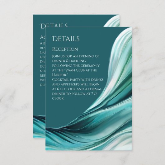Bruiloft Details-Modern Abstract Smaragd Groen Informatiekaartje (Voorkant / Achterkant)