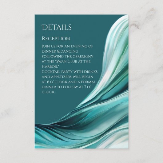 Bruiloft Details-Modern Abstract Smaragd Groen Informatiekaartje (Voorkant)