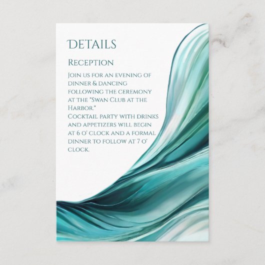 Bruiloft Details-Modern Abstract Smaragd Groen Informatiekaartje (Voorkant)