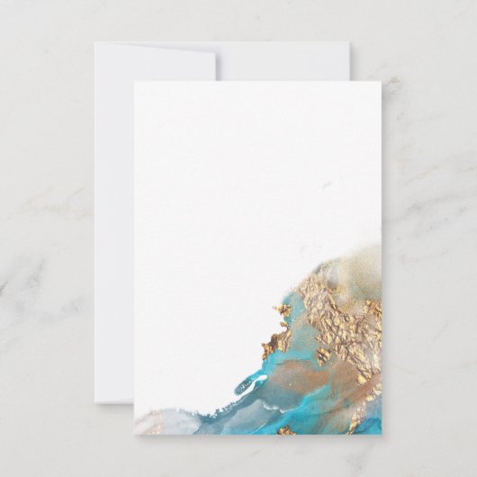 Bruiloft | Details Modern Aqua Alcohol Ink Kaart (Achterkant)