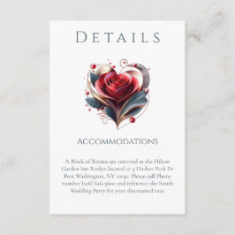 Bruiloft Details-Modern Hartvormig Roos Informatiekaartje