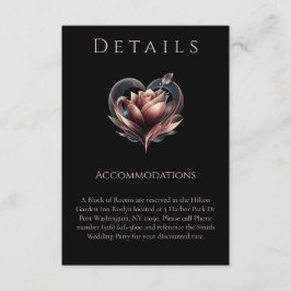 Bruiloft Details-Modern Roos met een hart- Informatiekaartje