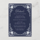 Bruiloft Details Navy Blue Elegant Script Informatiekaartje (Voorkant)