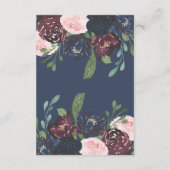 Bruiloft details | Navy en Plum Bloemenbruiloft Informatiekaartje (Achterkant)