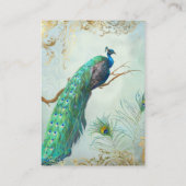 Bruiloft Details Peacock veren Elegant Klein Visitekaartje (Achterkant)