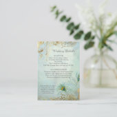 Bruiloft Details Peacock veren Elegant Klein Visitekaartje (Staand voorkant)