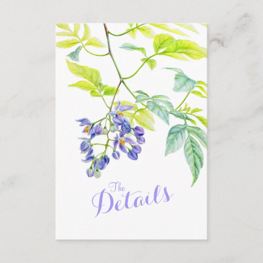 Bruiloft details QR bruiloft paarse aardappelwijns Informatiekaartje (Voorkant)