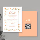 Bruiloft Details QR Code RSVP Perzik Bloemen Informatiekaartje