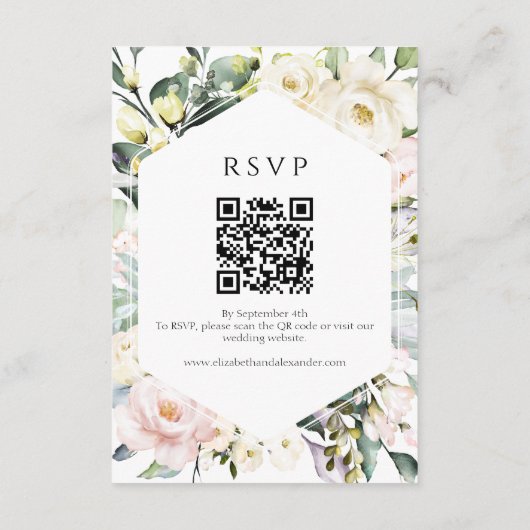 Bruiloft details | RSVP | QR-code behuizing Kaart (Achterkant)