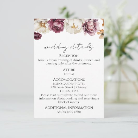 Bruiloft details | RSVP | QR-code behuizing Kaart (Staand voorkant)