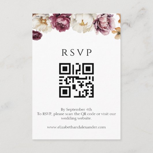 Bruiloft details | RSVP | QR-code behuizing Kaart (Achterkant)